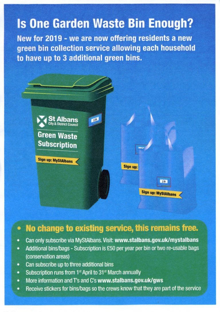 SADC Garden Waste Bin Collection Redbourn VIllage Online